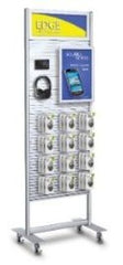 portable-double-sided-slatwall-stands with double sided graphic header